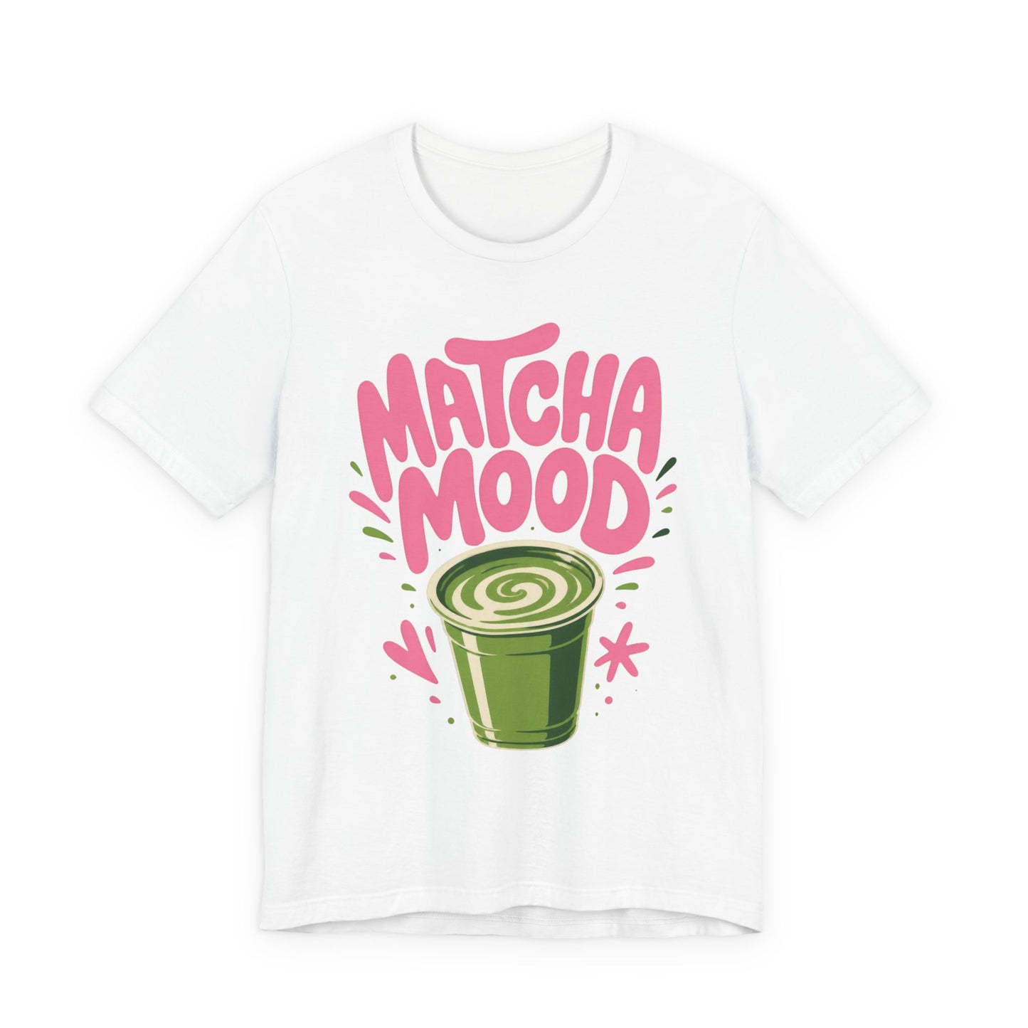Matcha Mood T-Shirt | Matcha Latte Illustration, Pink Green Graphic Tee