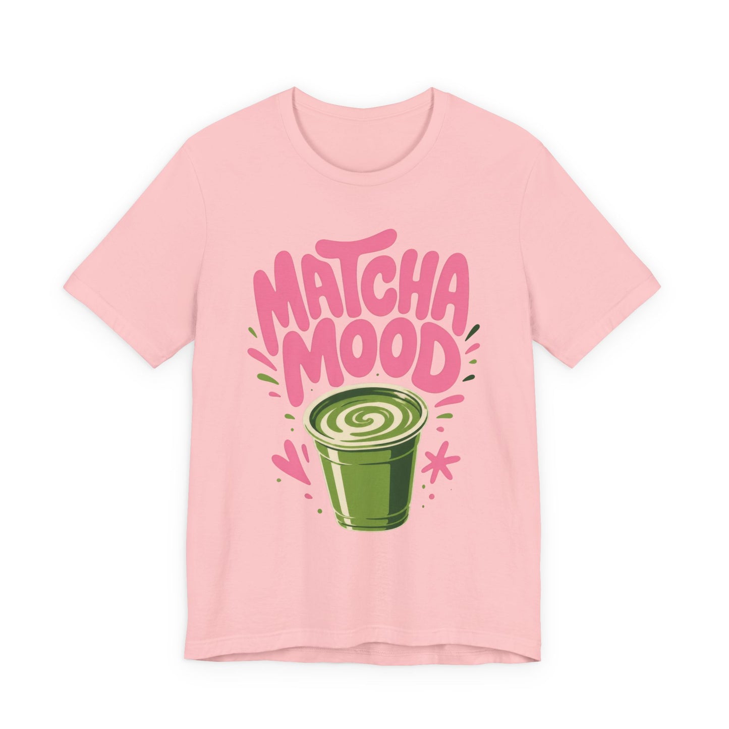 Matcha Mood T-Shirt | Matcha Latte Illustration, Pink Green Graphic Tee