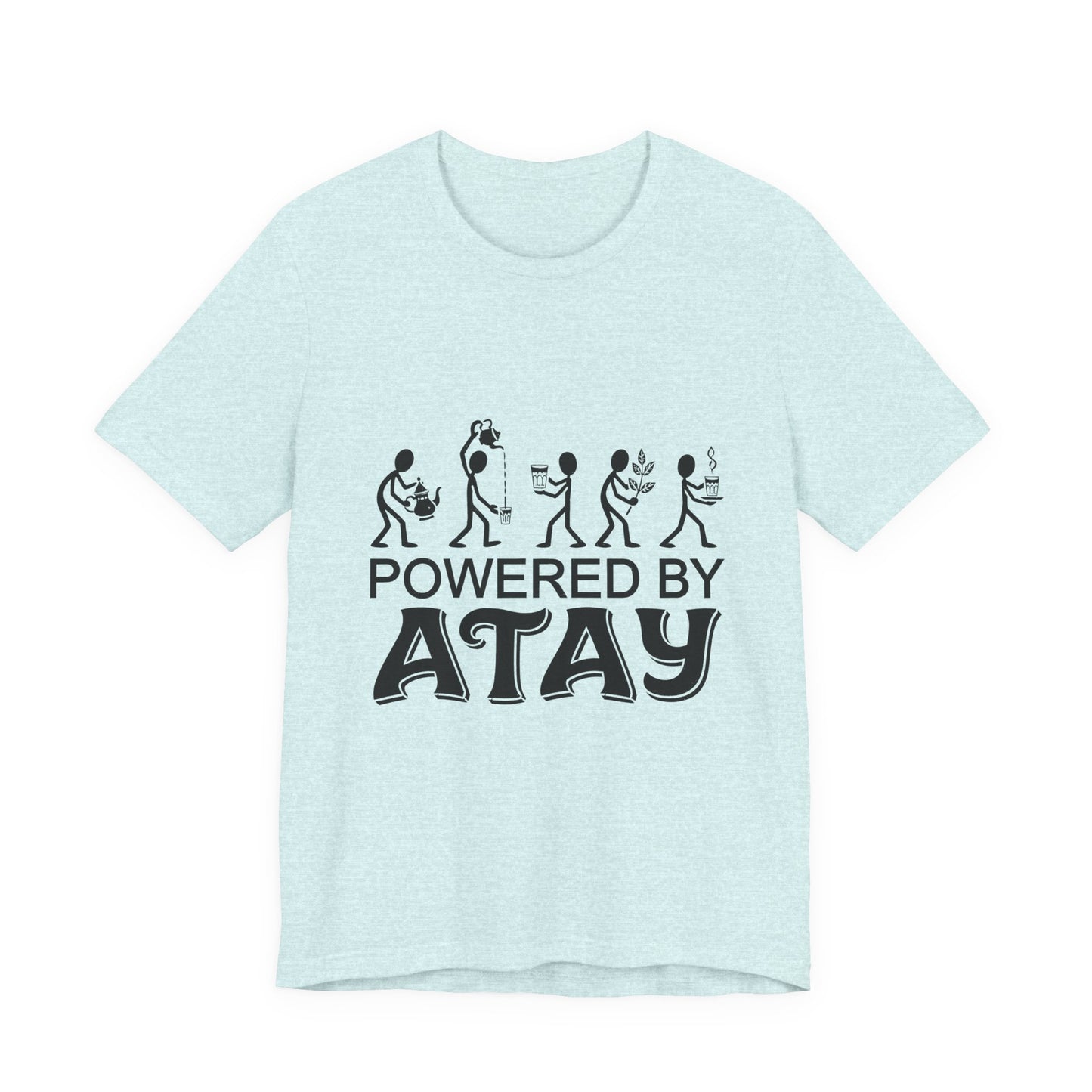 Powered by Atay T-Shirt | Evolution Stick Figure Graphic Tee