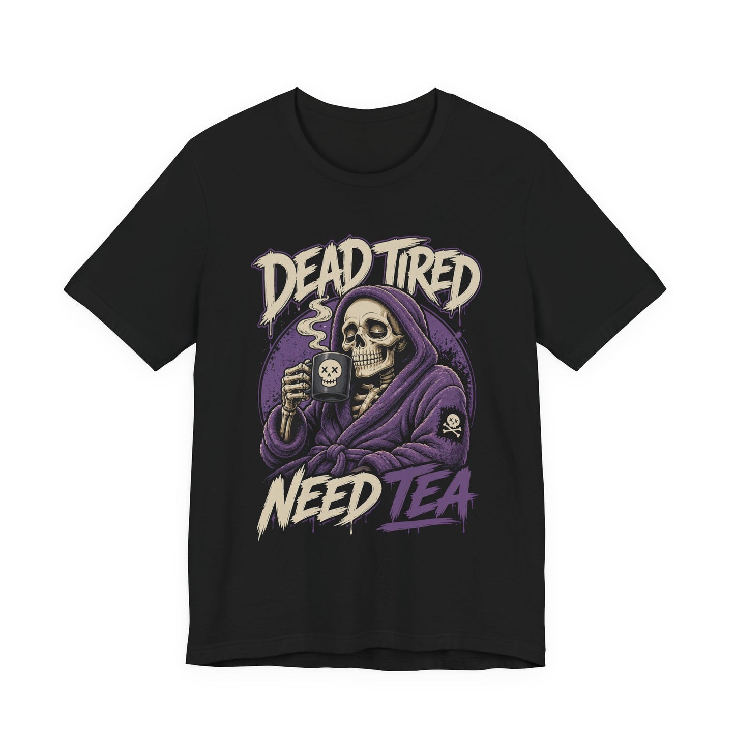 Dead Tired Need Tea Skull Reaper Tee | Funny Tea Shirt