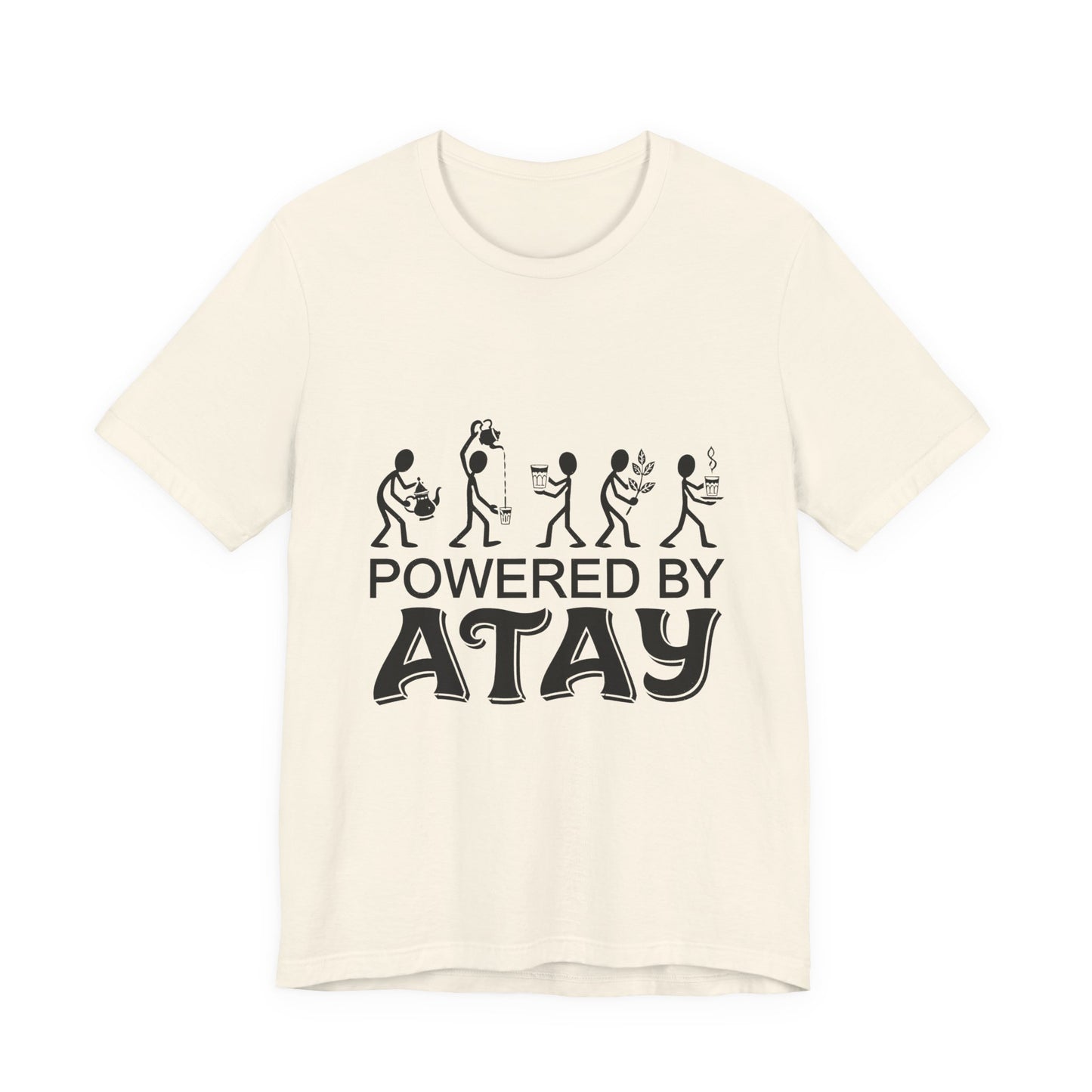 Powered by Atay T-Shirt | Evolution Stick Figure Graphic Tee