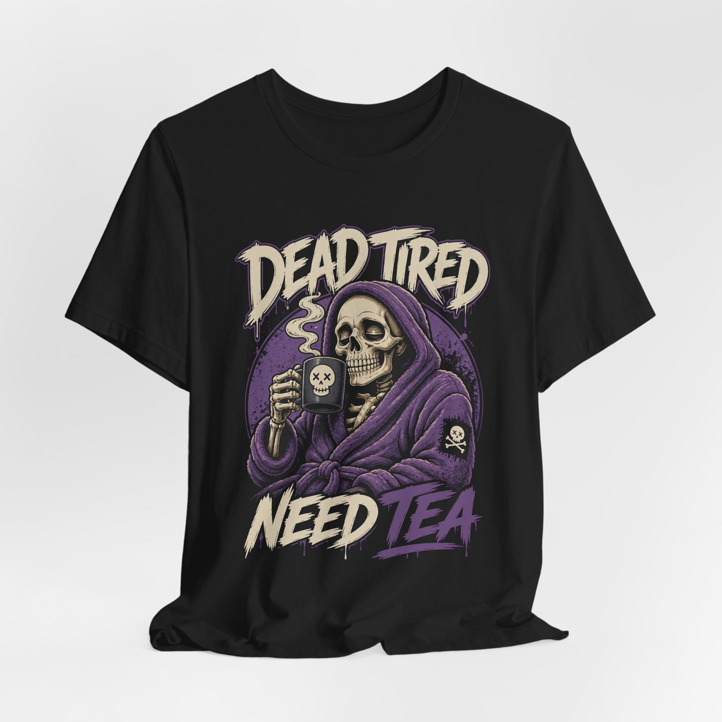 Dead Tired Need Tea Skull Reaper Tee | Funny Tea Shirt