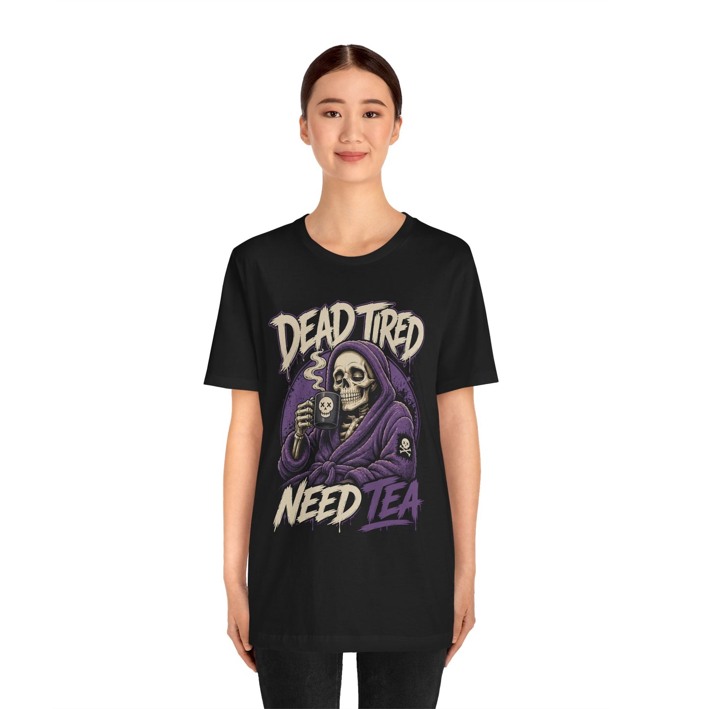 Dead Tired Need Tea Skull Reaper Tee | Funny Tea Shirt