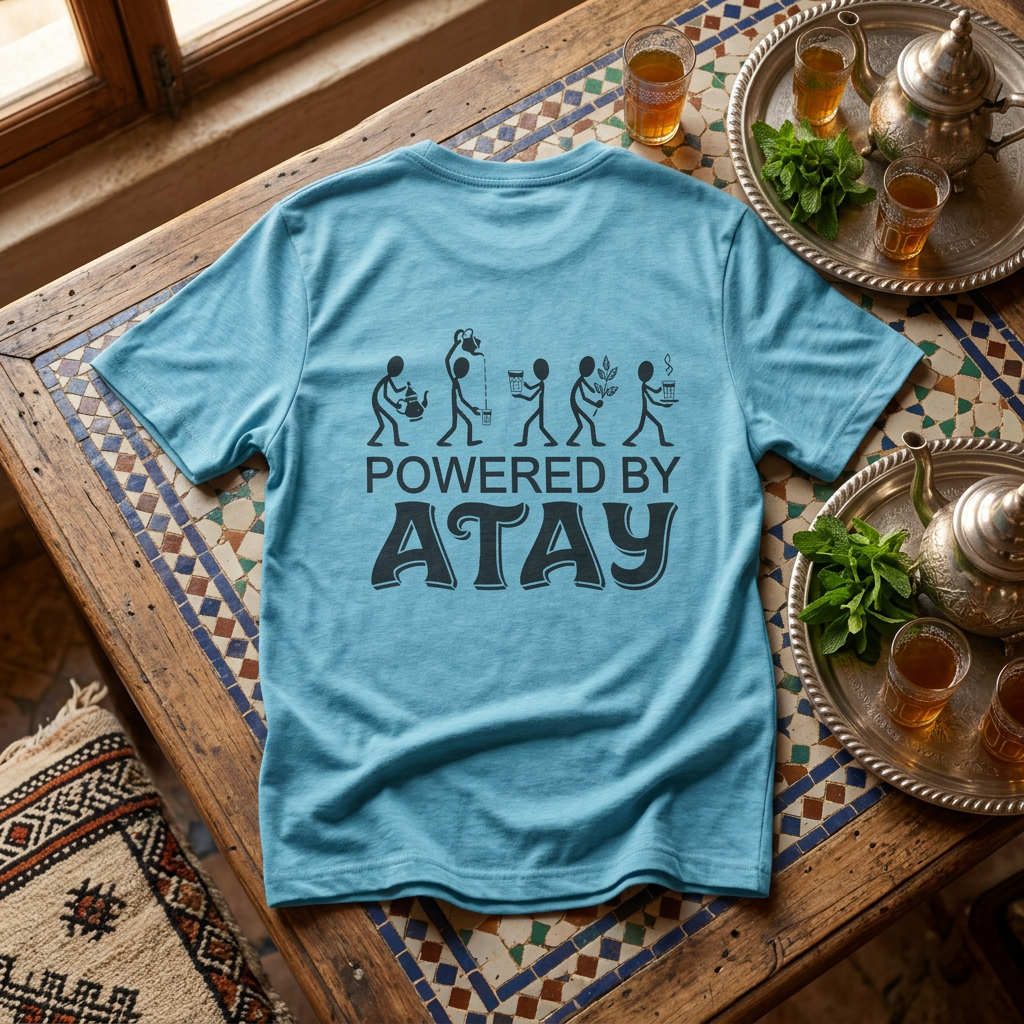 Powered by Atay T-Shirt | Evolution Coffee Tea Lovers Tee