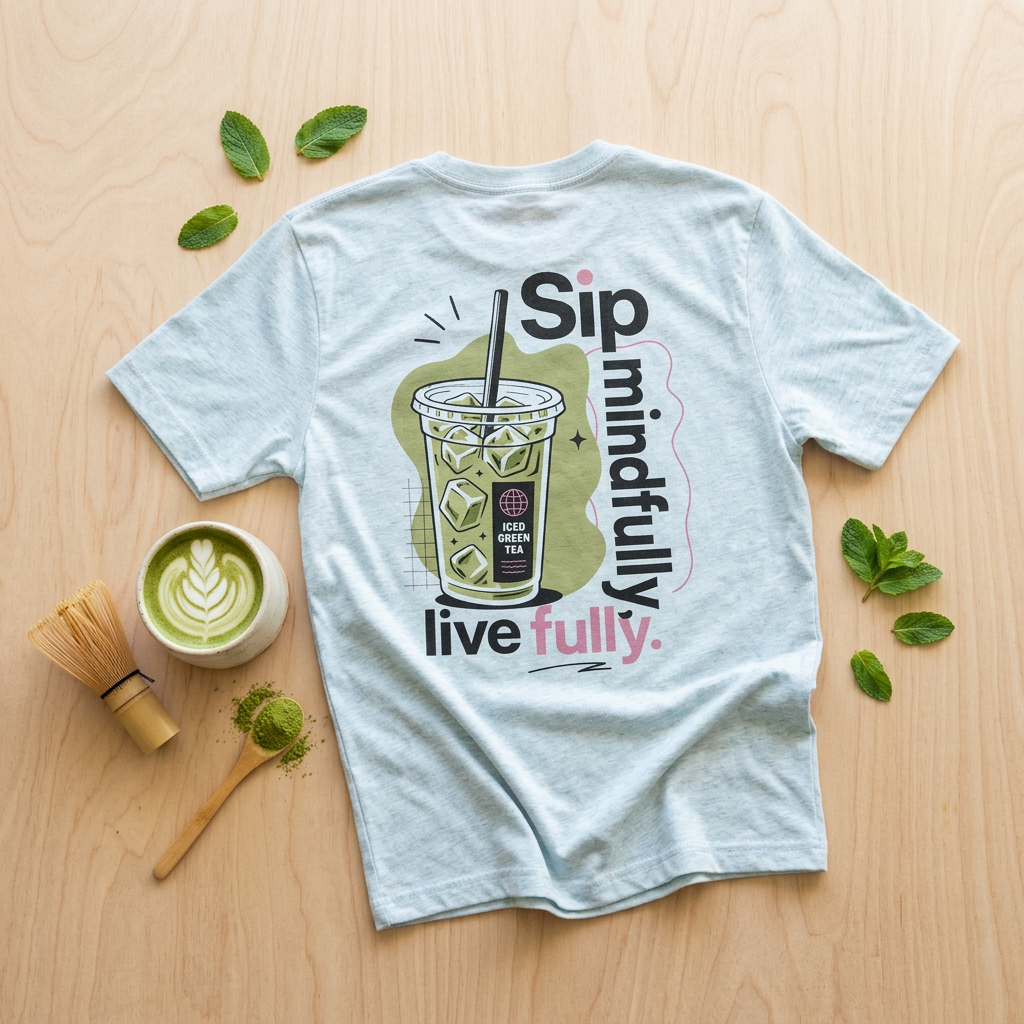 Sip Mindfully live fully T-Shirt | Iced Matcha Graphic Tee