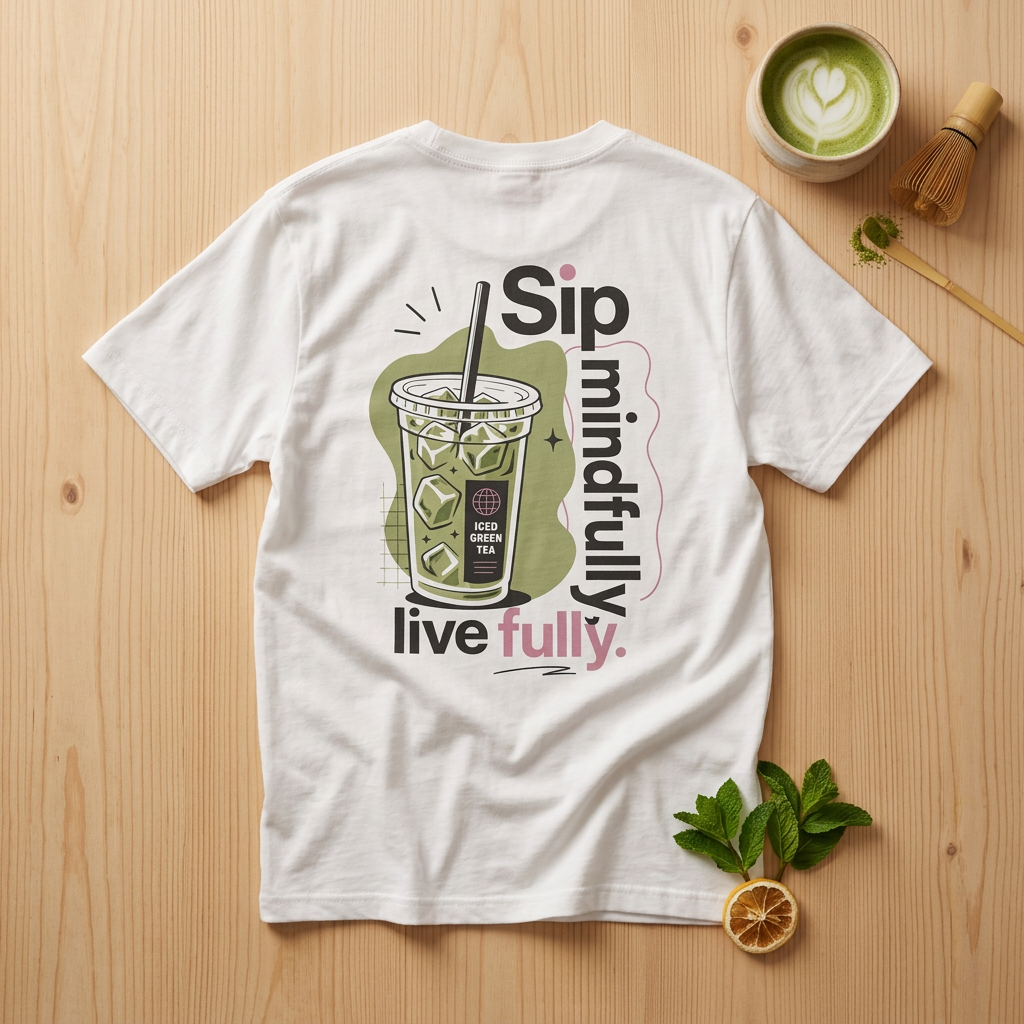 Sip Mindfully live fully T-Shirt | Iced Matcha Graphic Tee