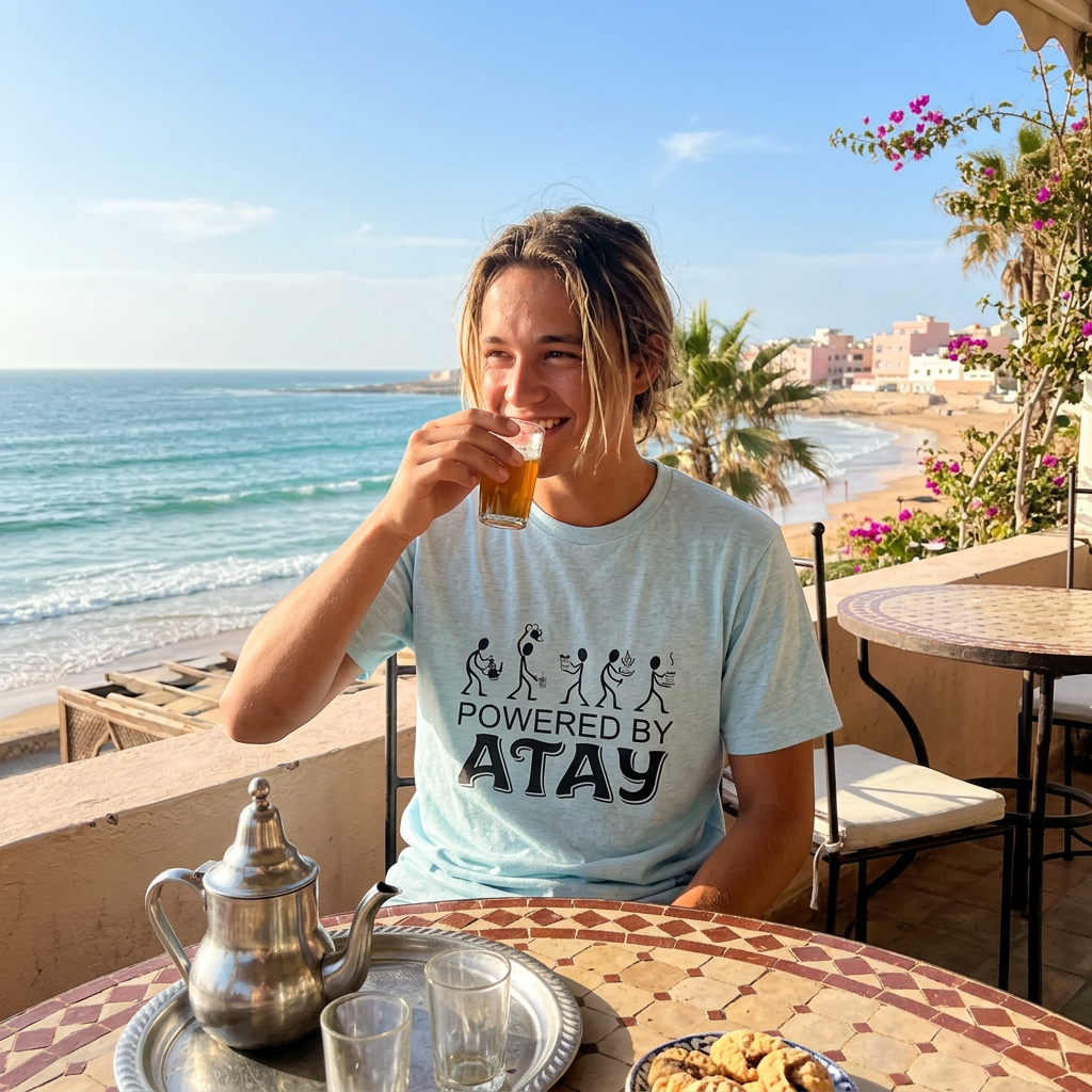 Powered by Atay T-Shirt | Evolution Stick Figure Graphic Tee
