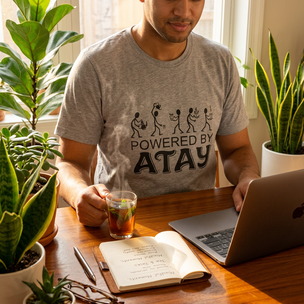 Powered by Atay T-Shirt | Evolution Stick Figure Graphic Tee
