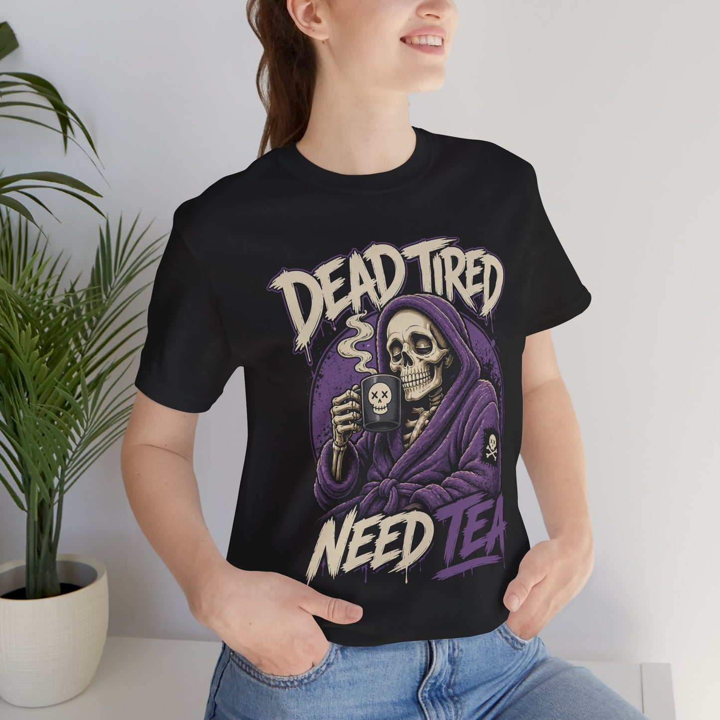 Dead Tired Need Tea Skull Reaper Tee | Funny Tea Shirt