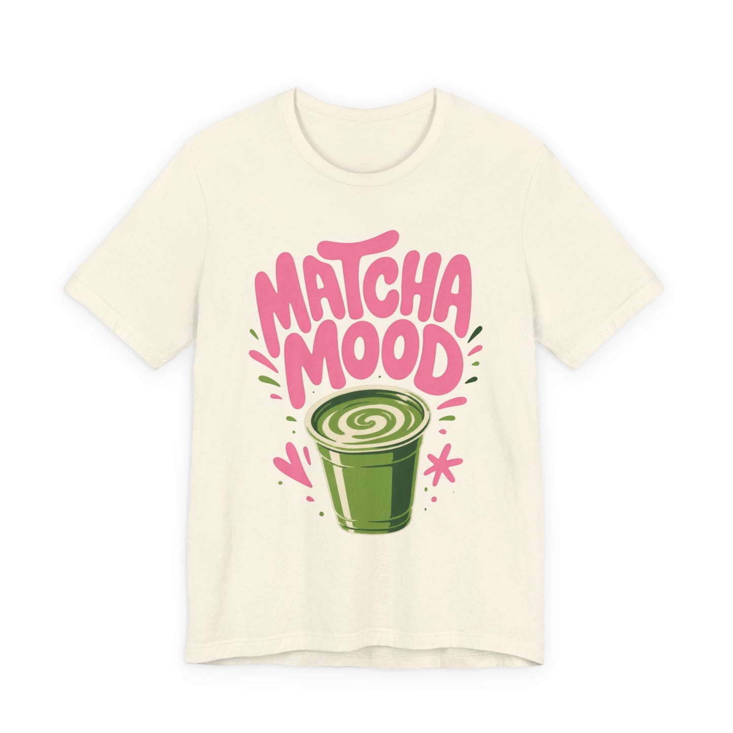 Matcha Mood T-Shirt | Matcha Latte Illustration, Pink Green Graphic Tee