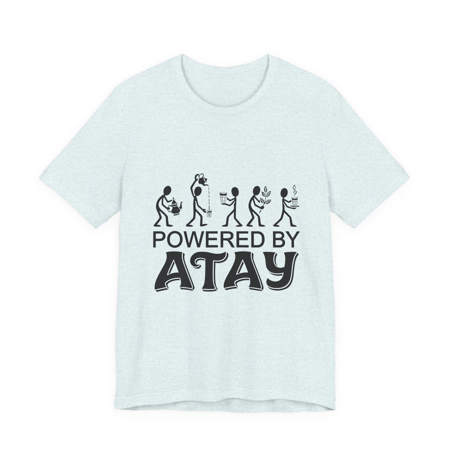 Powered by Atay T-Shirt | Evolution Stick Figure Graphic Tee
