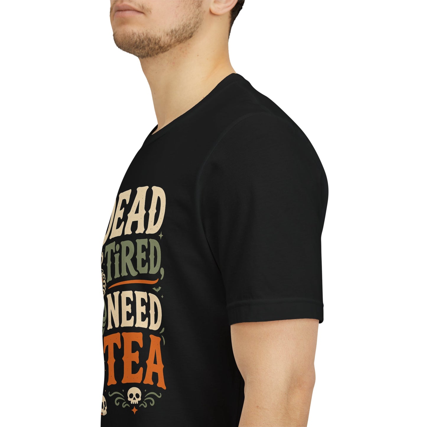 Dead Tired Need Tea T-Shirt | Skeleton in Robe Halloween Tee