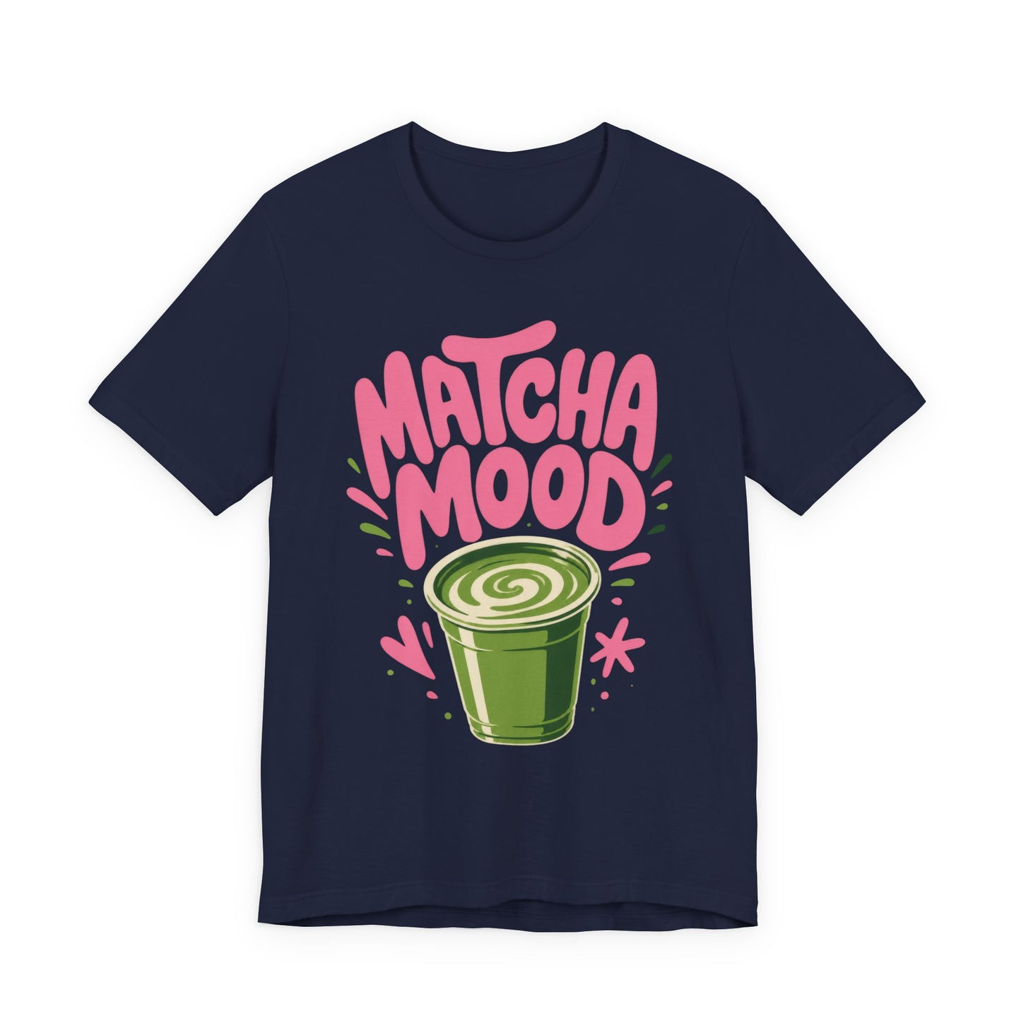 Matcha Mood T-Shirt | Matcha Latte Illustration, Pink Green Graphic Tee