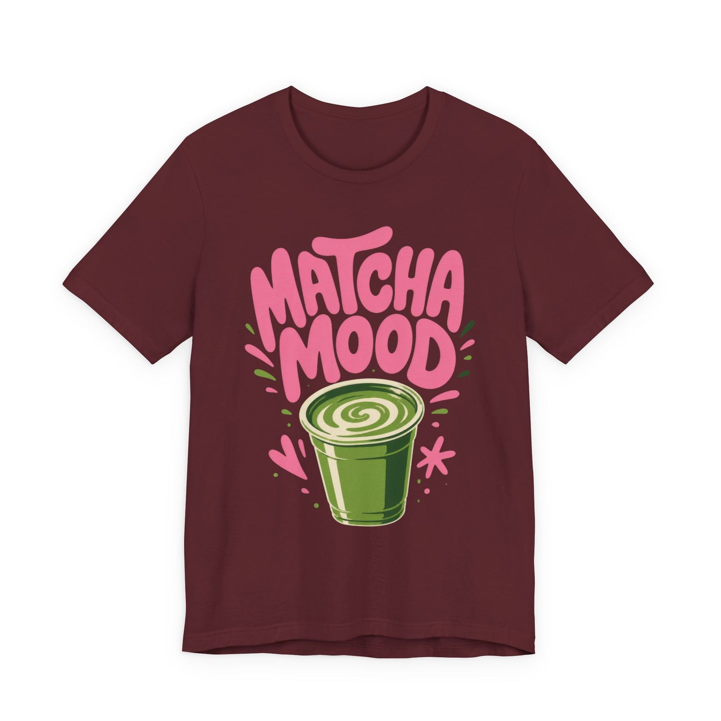 Matcha Mood T-Shirt | Matcha Latte Illustration, Pink Green Graphic Tee