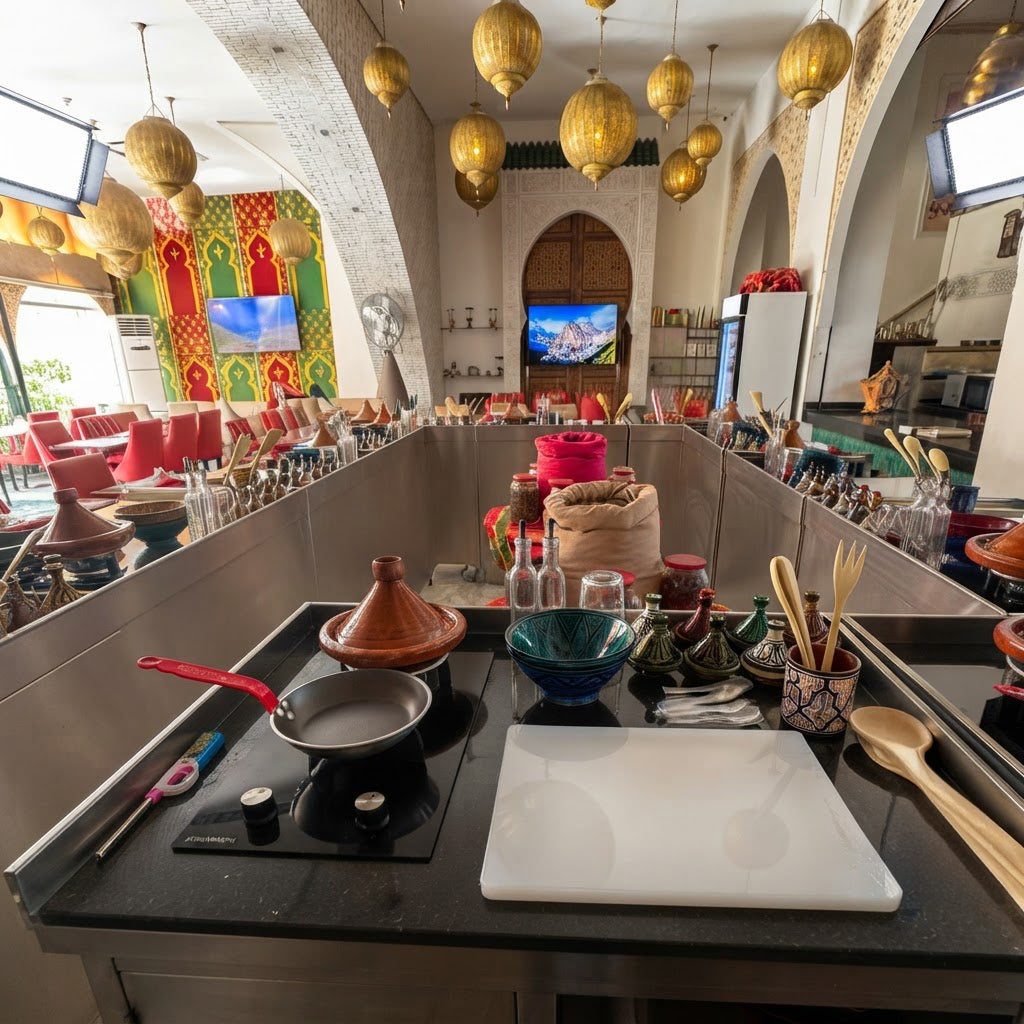 Expérience culinaire marocaine express à Marrakech : cuisine avec des dadas expertes